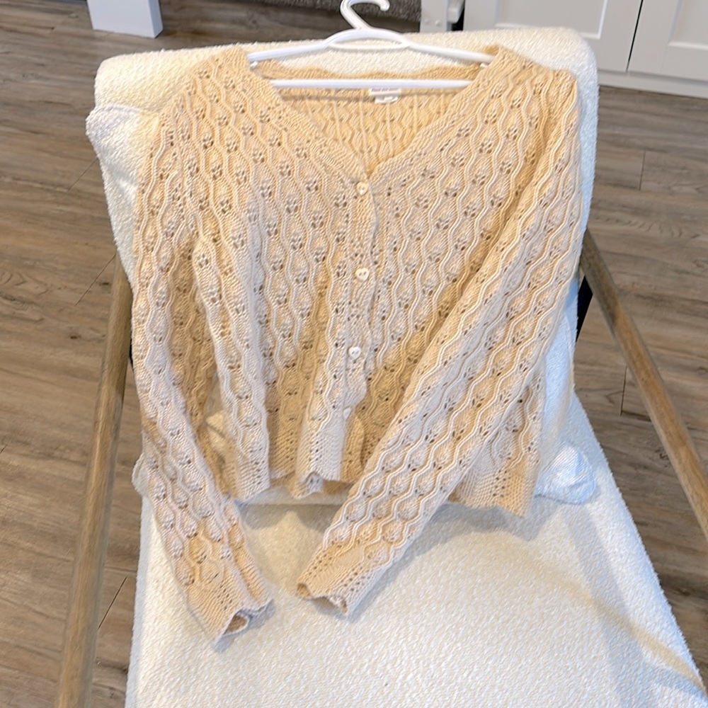 Find Me Now Kyrie Cardigan - Coconut Milk Crochet Knit